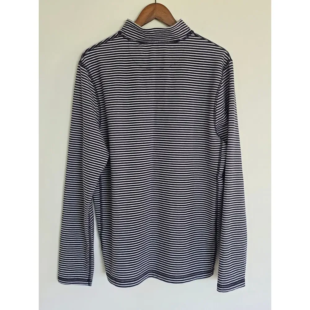 J.Crew Striped Half Zip Performance Top Blue White Pullover Size L